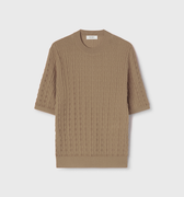 Retori Micro Argyle T-Shirt Sand - Knitwear - Luxury T-Shirts for Men