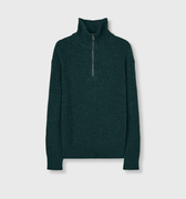 Retori Ribbed Zip Up Mock Neck Dark Green - Knitwear - Luxury Sweaters for Men and Women