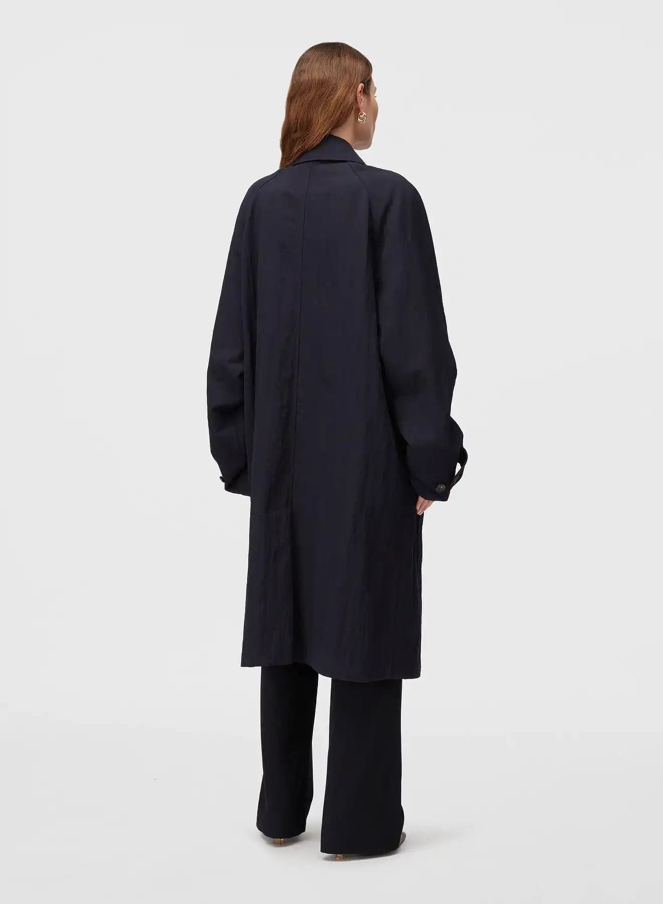 Retori Packable Trench Dark Blue - Ready To Wear - Luxury Trench Coats for Men and Women - Back Woman