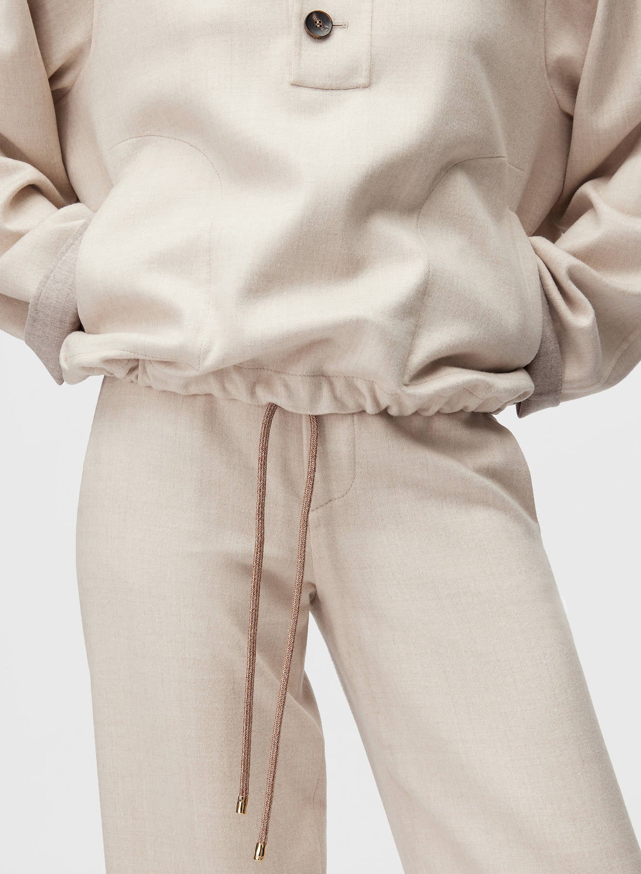 Retori Double Anorak Ivory And Natural - Ready To Wear - Luxury Parkas for Women - Detail Pockets