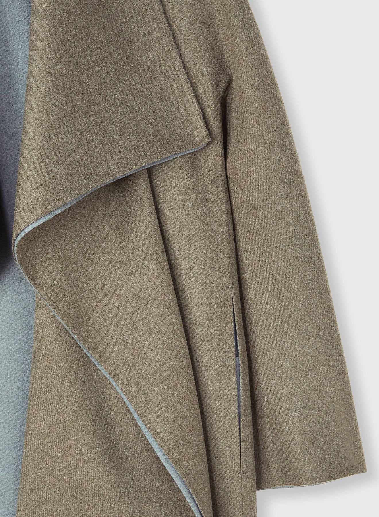 Retori Double Shawl Collar Coat Sage And Grey - Ready To Wear - Luxury Overcoats for Women - Detail