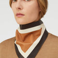 Retori Color Block Bandana Scarf Chocolate And Camel - Accessories - Luxury Scarves & Shawls for Women