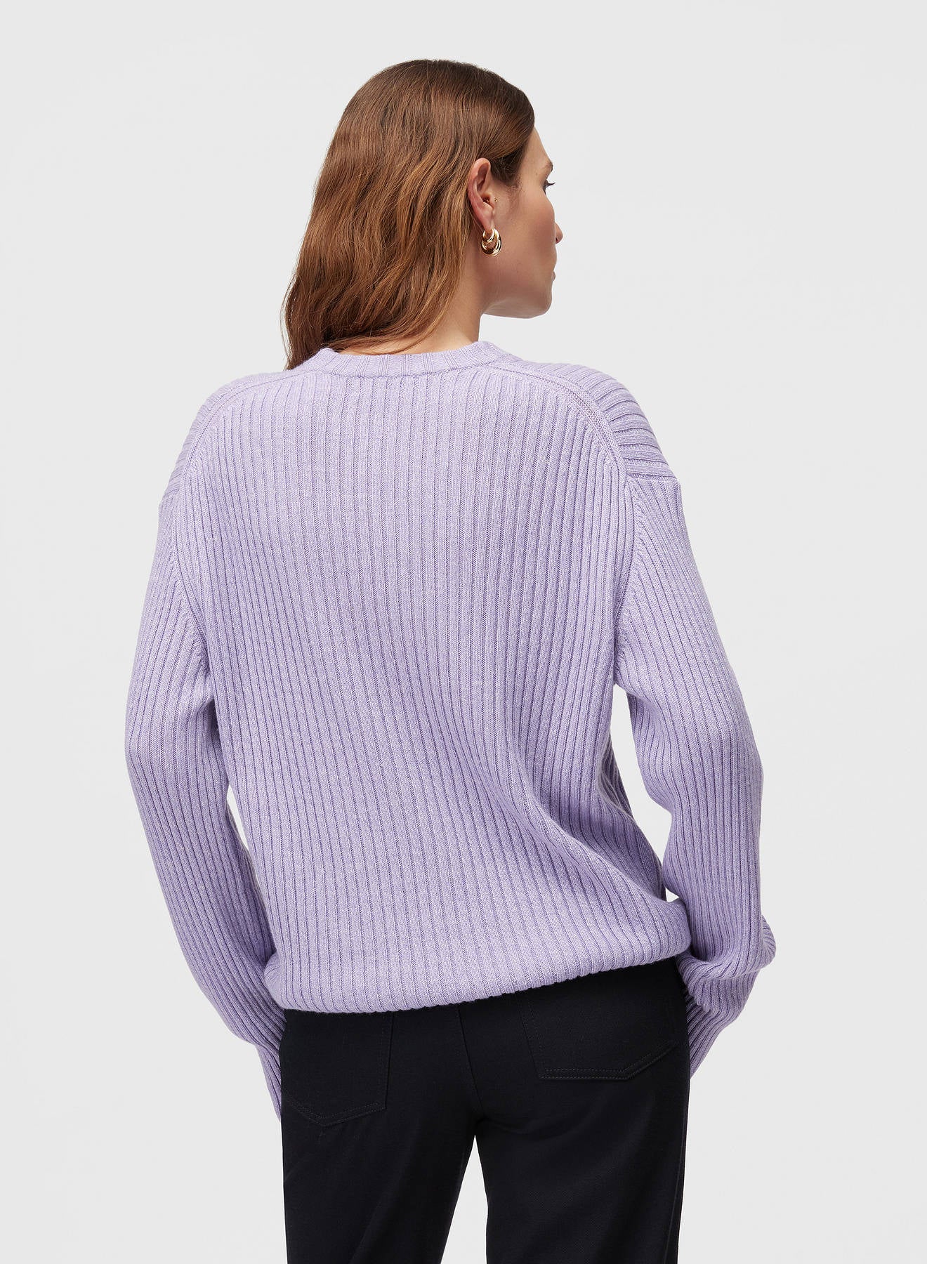 Retori Ribbed Crewneck Iris - Knitwear - Luxury Sweaters for Men and Women - Back Woman