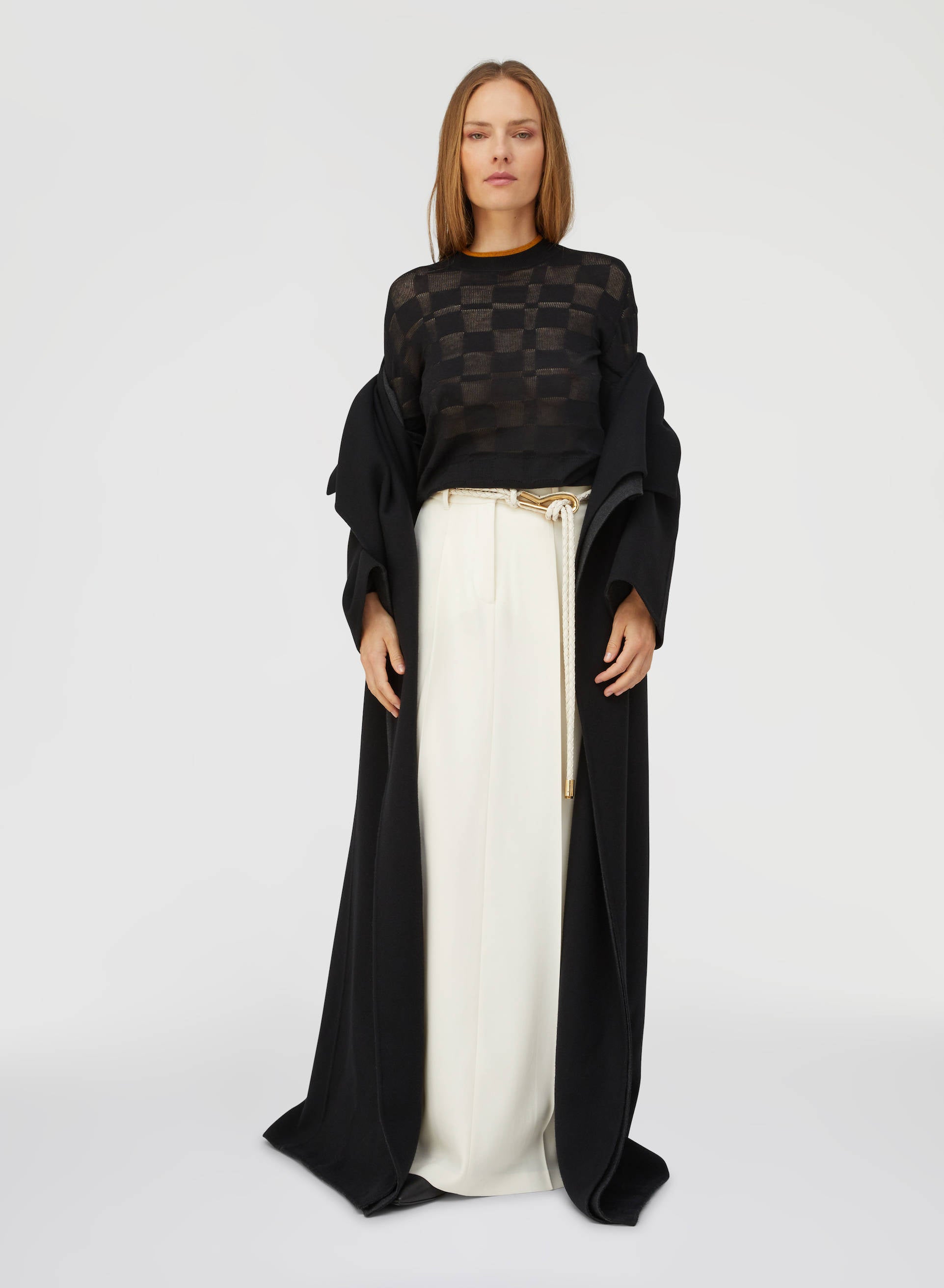 Retori Jacquard Damier Rollneck Black And Camel - Ready To Wear - Luxury Sweaters for Women