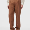 Retori Reversed Pleats Pants With Embroidery Clay - Ready To Wear - Luxury Trousers for Men - Front Model