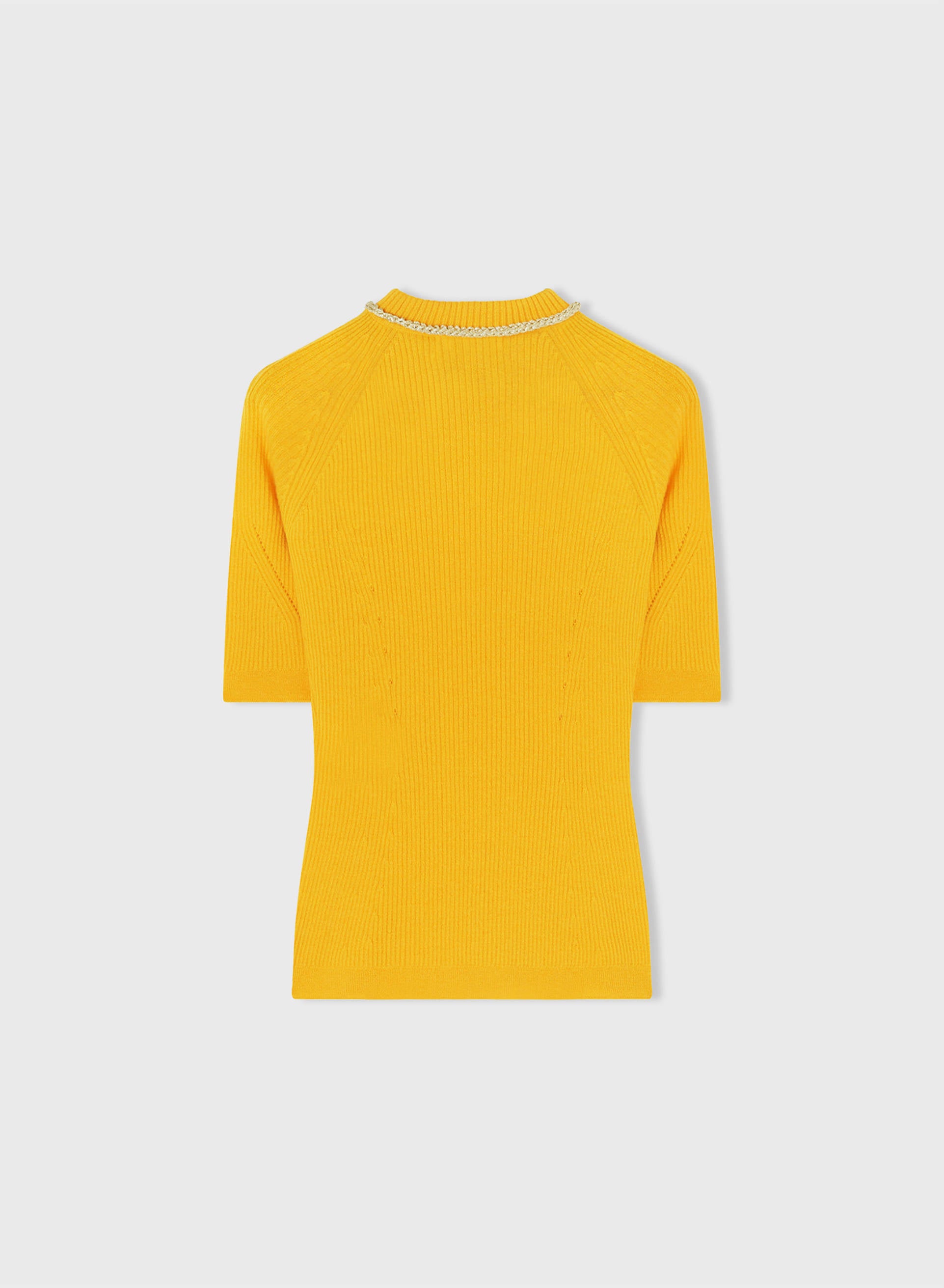 Retori Light Cashmere Tshirt With Chain Detail Yellow - Knitwear - Luxury T-Shirts for Women