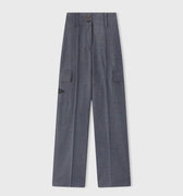 Retori Embroidered Cargo Pants Denim Blu - Ready To Wear - Luxury Cargo Pants for Women
