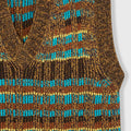Retori Jacquard Weaved Vneck Vest Chocolate And Turquoise - Ready To Wear - Luxury Vests for Men