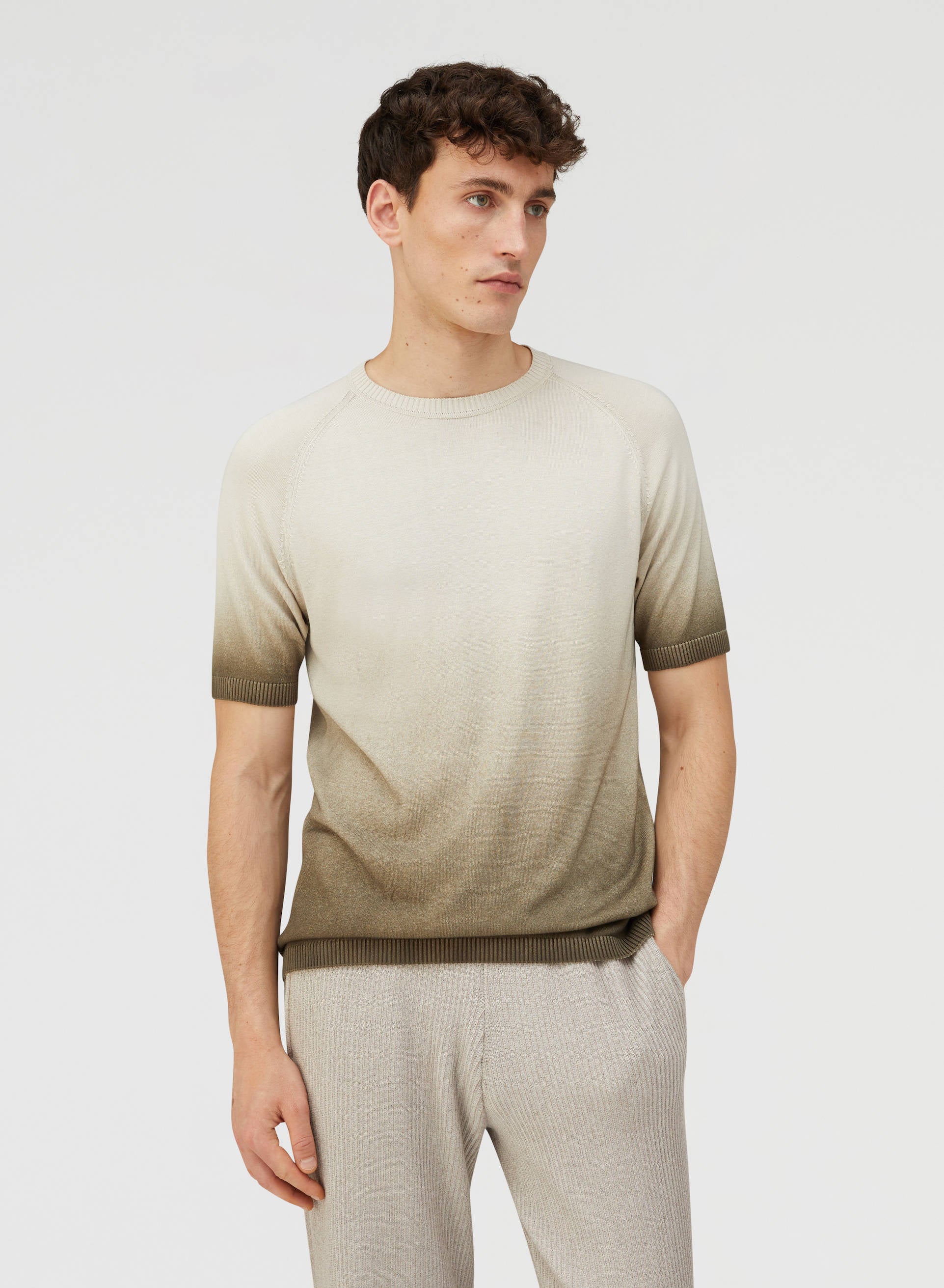 Retori Degradé Tshirt Natural - Pure Silk - Ready To Wear - Luxury T-Shirts for Men