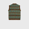 Retori Jacquard Weaved Vneck Vest Chocolate And Turquoise - Ready To Wear - Luxury Vests for Men