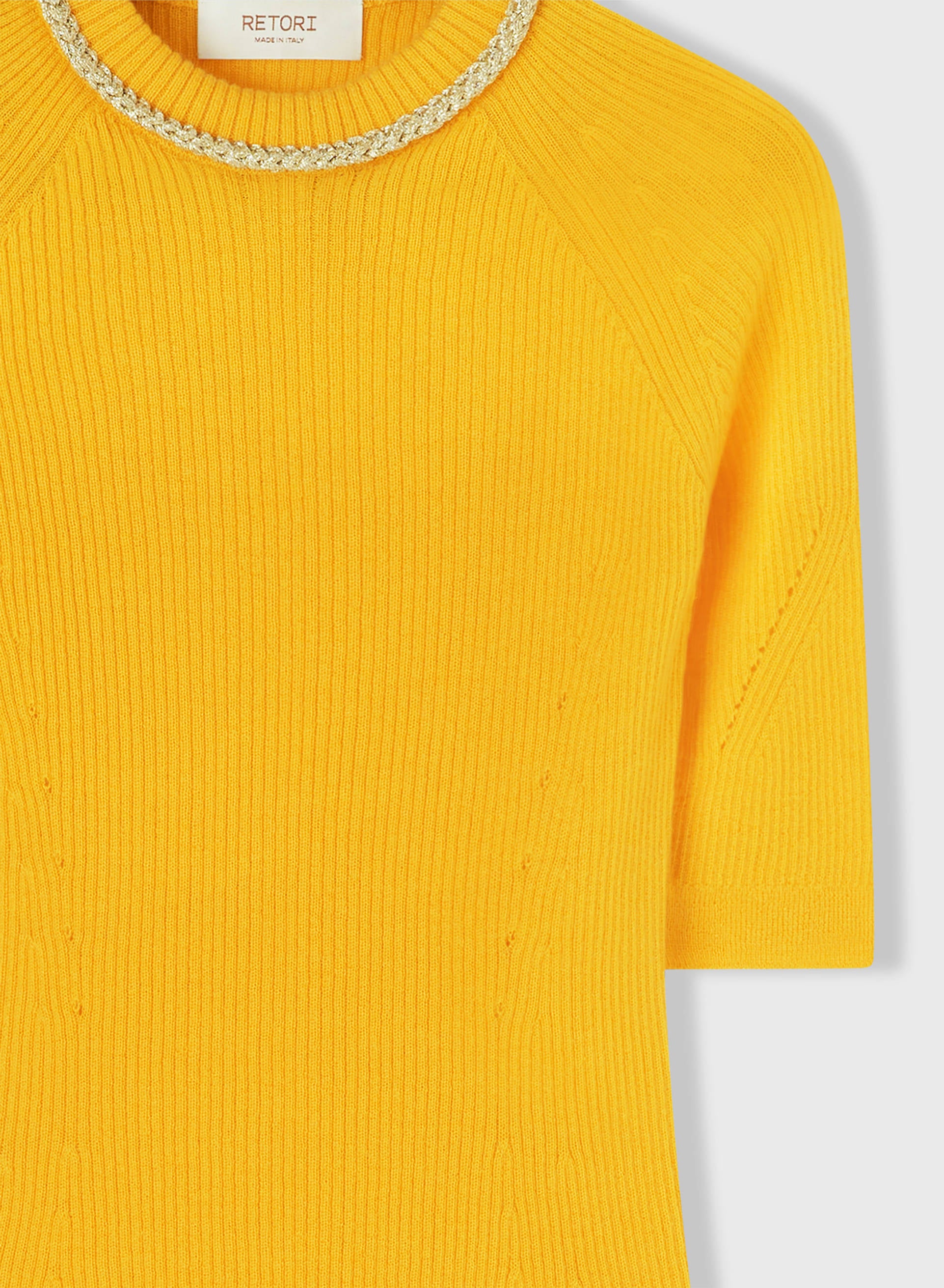 Retori Light Cashmere Tshirt With Chain Detail Yellow - Knitwear - Luxury T-Shirts for Women