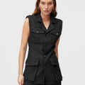Retori Heavy Jersey Saharienne Vest Black - Ready To Wear - Luxury Vests for Women - Front