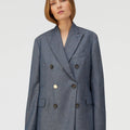 Retori Double Breasted Blazer Denim Blu - Ready To Wear - Luxury Coats & Jackets for Women
