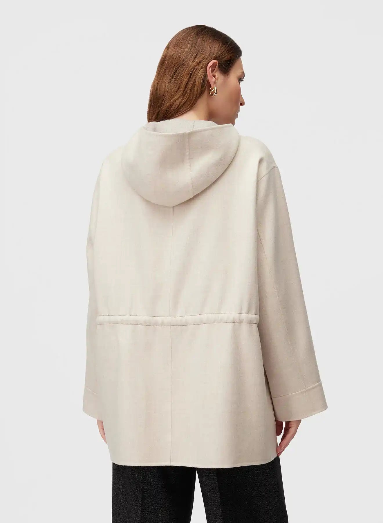 Retori Double Rope Reversible Parka Ivory And Natural - Ready To Wear - Luxury Parkas for Women - Back Model