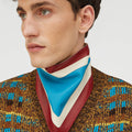 Retori Jacquard Weaved Vneck Vest Chocolate And Turquoise - Ready To Wear - Luxury Vests for Men