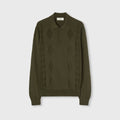 Retori Mixed Argyle Long Sleeve Polo Military Green - Knitwear - Luxury Polos for Men