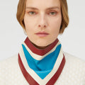 Retori Color Block Bandana Scarf Burgundy And Turquoise - Accessories - Luxury Scarves & Shawls for Women - Front