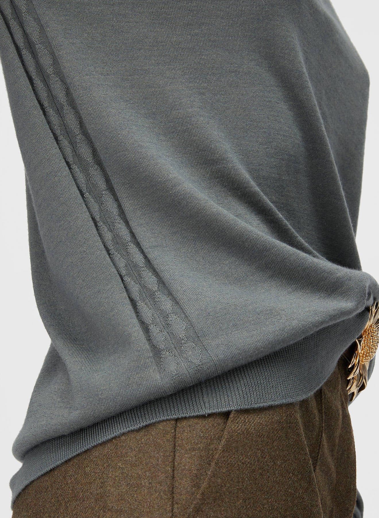 Retori Side Argyle Detail Long Sleeve Polo Sage - Knitwear - Luxury Polos for Men and Women - Side