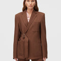 Retori Denim Belt Jacket Clay - Ready To Wear - Luxury Coats & Jackets for Women - Front