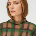 Retori Check Rollneck Green - Ready To Wear - Luxury Sweaters for Women - Detail