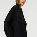 Retori Double Shawl Collar Coat Black And Grey - Ready To Wear - Luxury Overcoats for Women - Side Detail