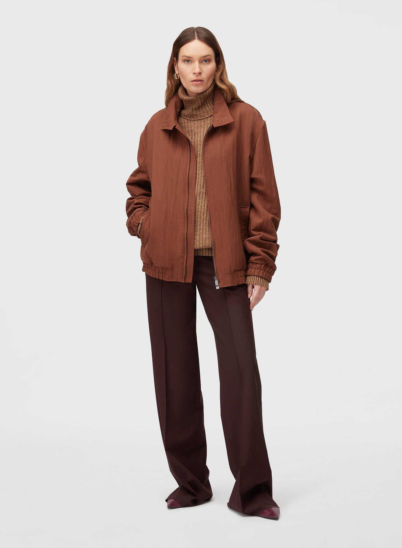 Retori Packable Bomber Clay - Ready To Wear - Luxury Bomber Jackets for Men and Women - Full Model Woman