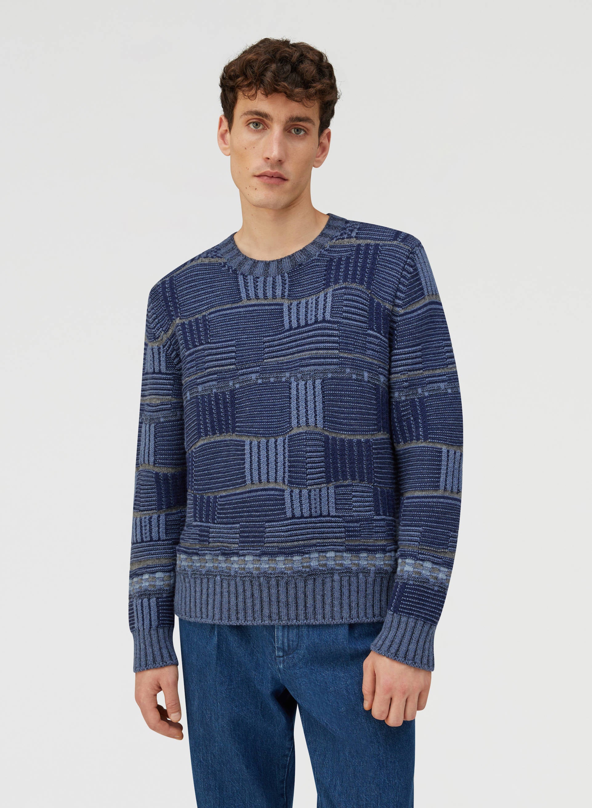 Retori Opposites Dance Crewneck Navy And Grey - Ready To Wear - Luxury Sweaters for Men