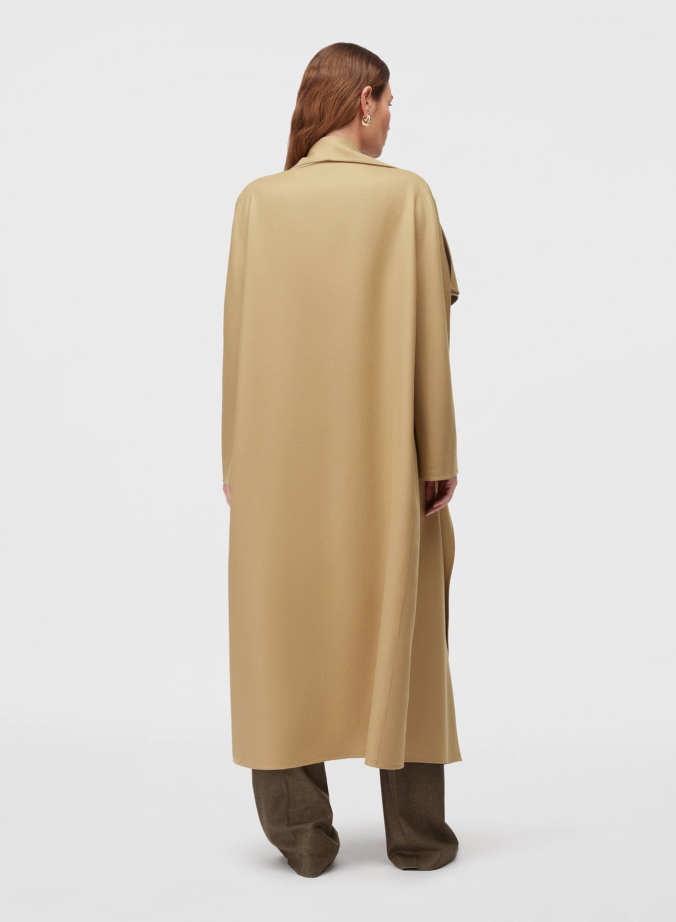 Retori Double Shawl Collar Coat Pale Yellow And Sand - Ready To Wear - Luxury Overcoats for Women - Back