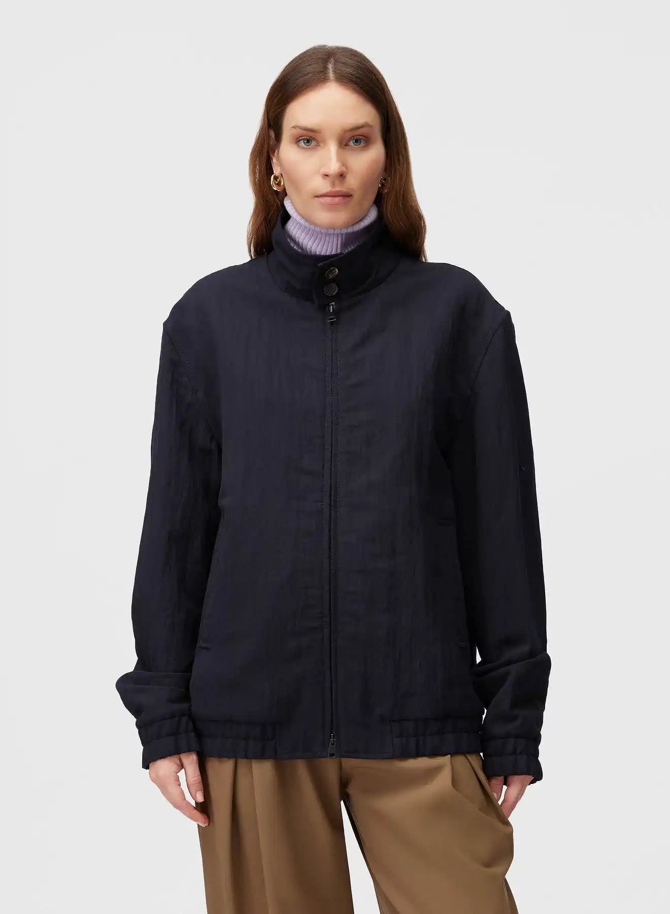 Retori Packable Bomber Dark Blue - Ready To Wear - Luxury Bomber Jackets for Men and Women - Front Woman