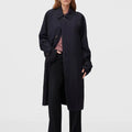 Retori Packable Trench Dark Blue - Ready To Wear - Luxury Trench Coats for Men and Women - Full Model Woman