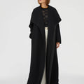 Retori Double Shawl Collar Coat Black And Grey - Ready To Wear - Luxury Overcoats for Women - Full Model