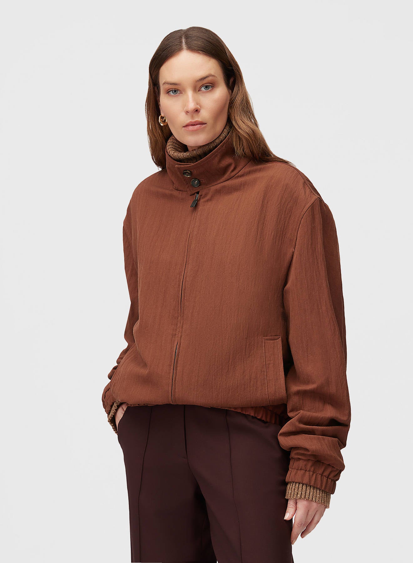 Retori Packable Bomber Clay - Ready To Wear - Luxury Bomber Jackets for Men and Women - Front Woman