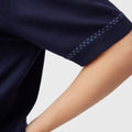 Retori Cuff Micro Check Detail Short Sleeve Polo Navy And Avio - Knitwear - Luxury Unisex Polos - Detail Woman