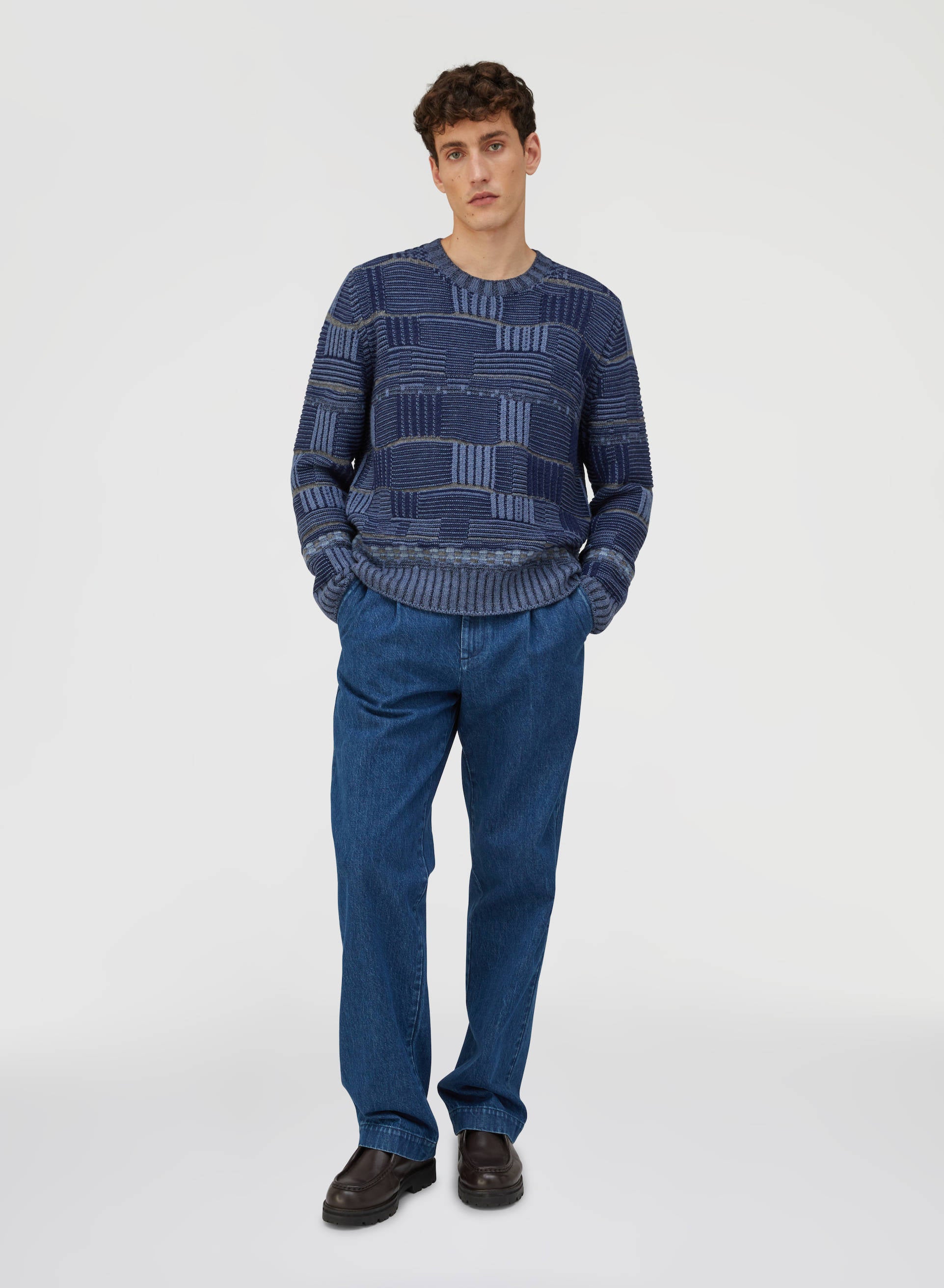 Retori Opposites Dance Crewneck Navy And Grey - Ready To Wear - Luxury Sweaters for Men