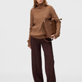 Retori Ribbed Turtleneck Clay - Knitwear - Luxury Sweaters for Men and Women - Full Model Woman