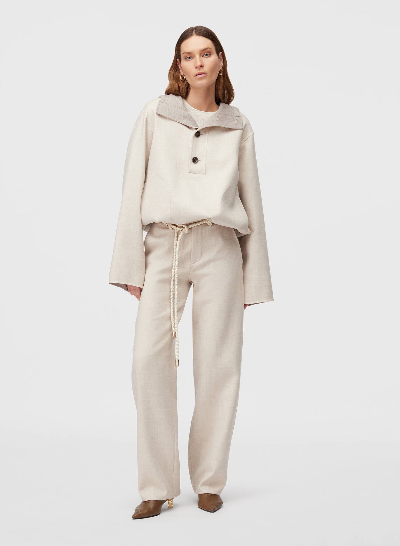Retori Double Anorak Ivory And Natural - Ready To Wear - Luxury Parkas for Women - Full Model