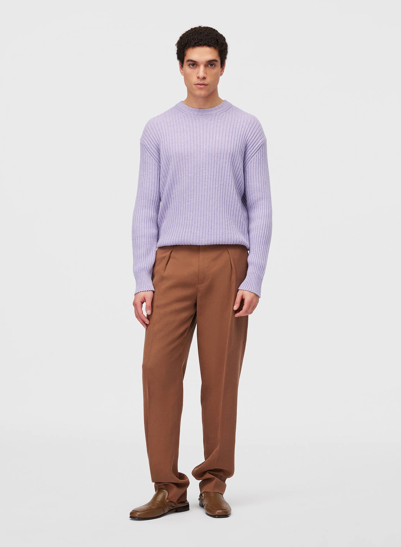 Retori Ribbed Crewneck Iris - Knitwear - Luxury Sweaters for Men and Women - Full Model Man
