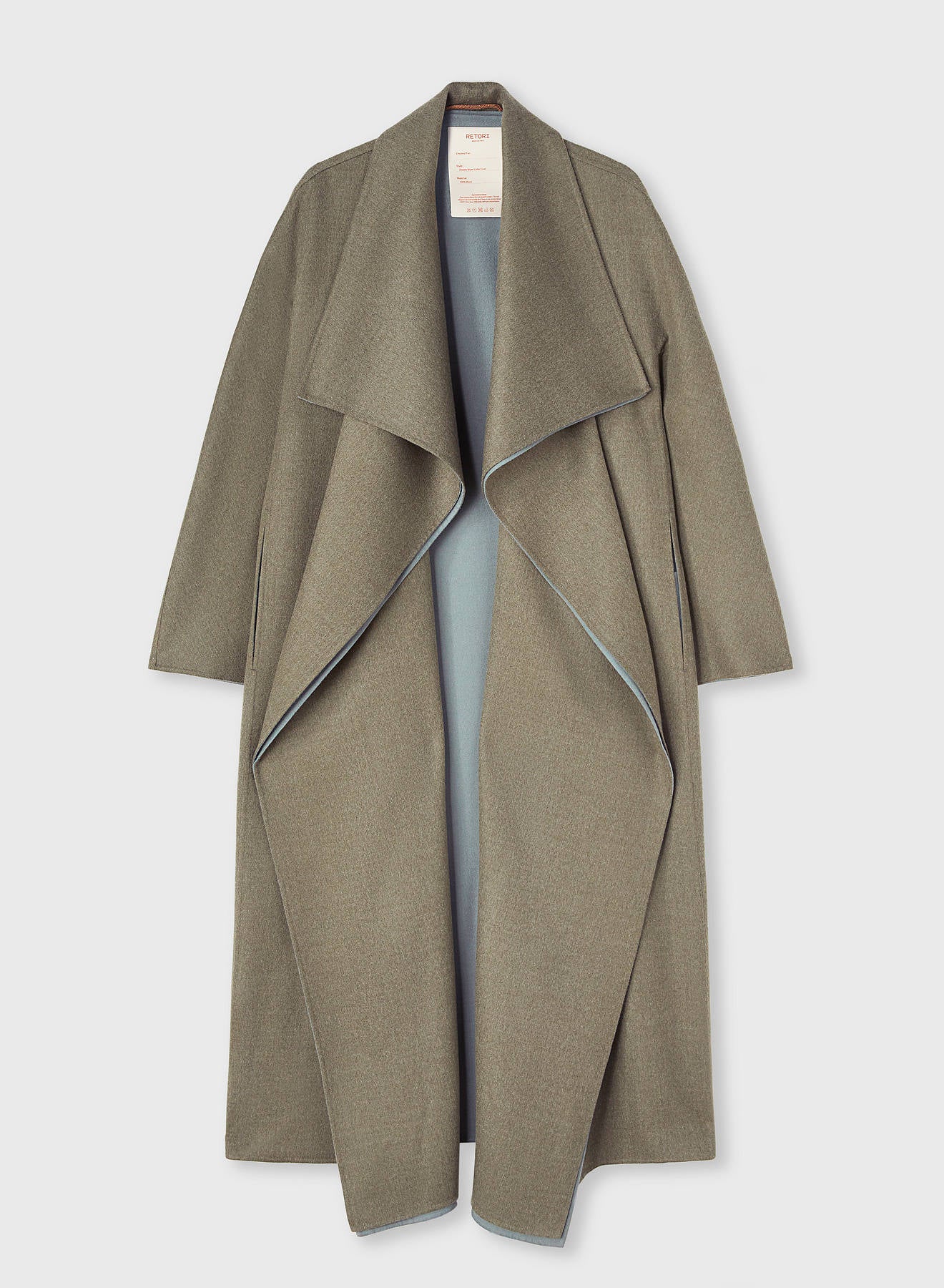 Retori Double Shawl Collar Coat Sage And Grey - Ready To Wear - Luxury Overcoats for Women