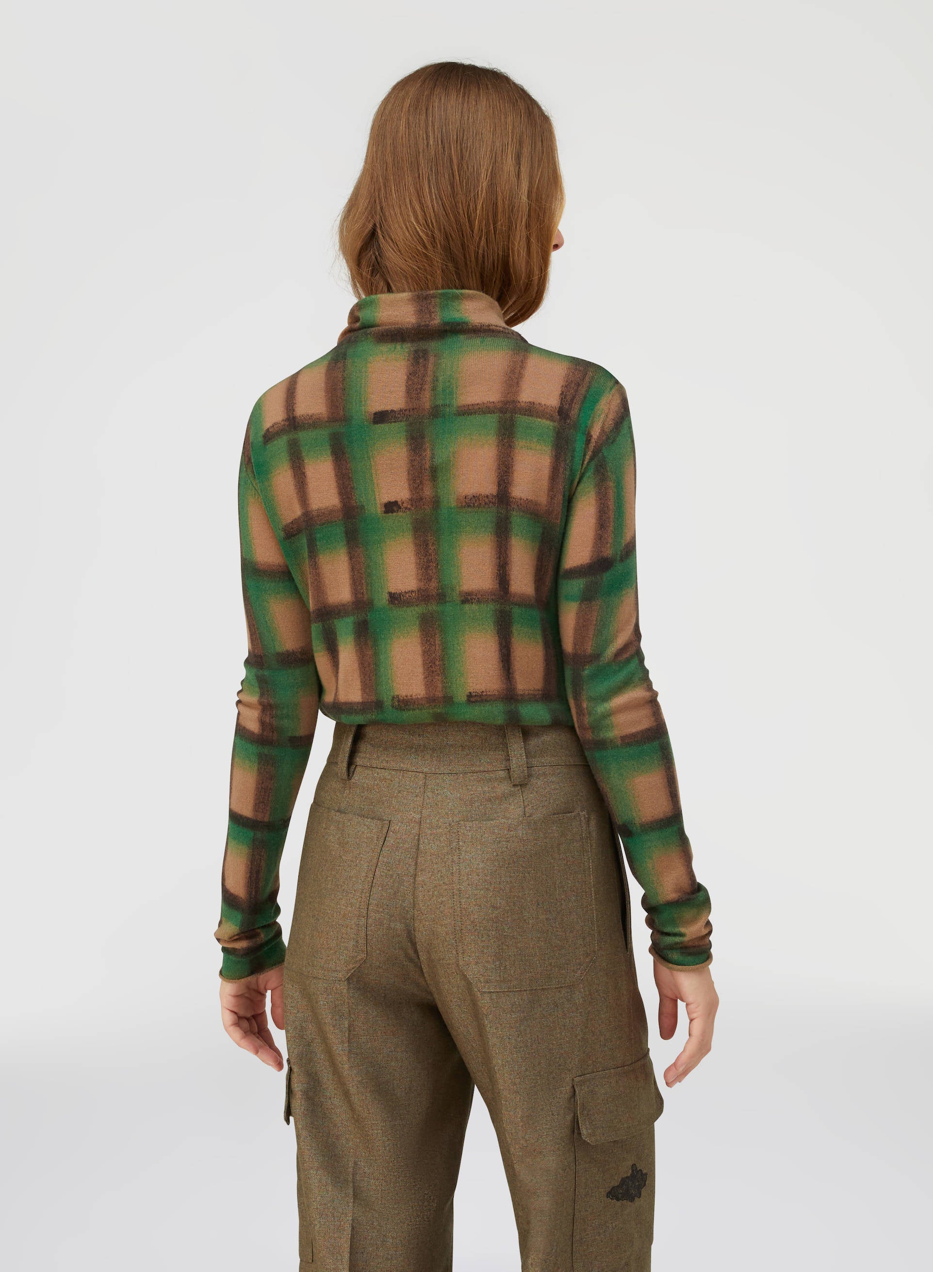 Retori Check Rollneck Green - Ready To Wear - Luxury Sweaters for Women - Back