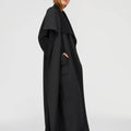 Retori Double Shawl Collar Coat Black And Grey - Ready To Wear - Luxury Overcoats for Women - Side