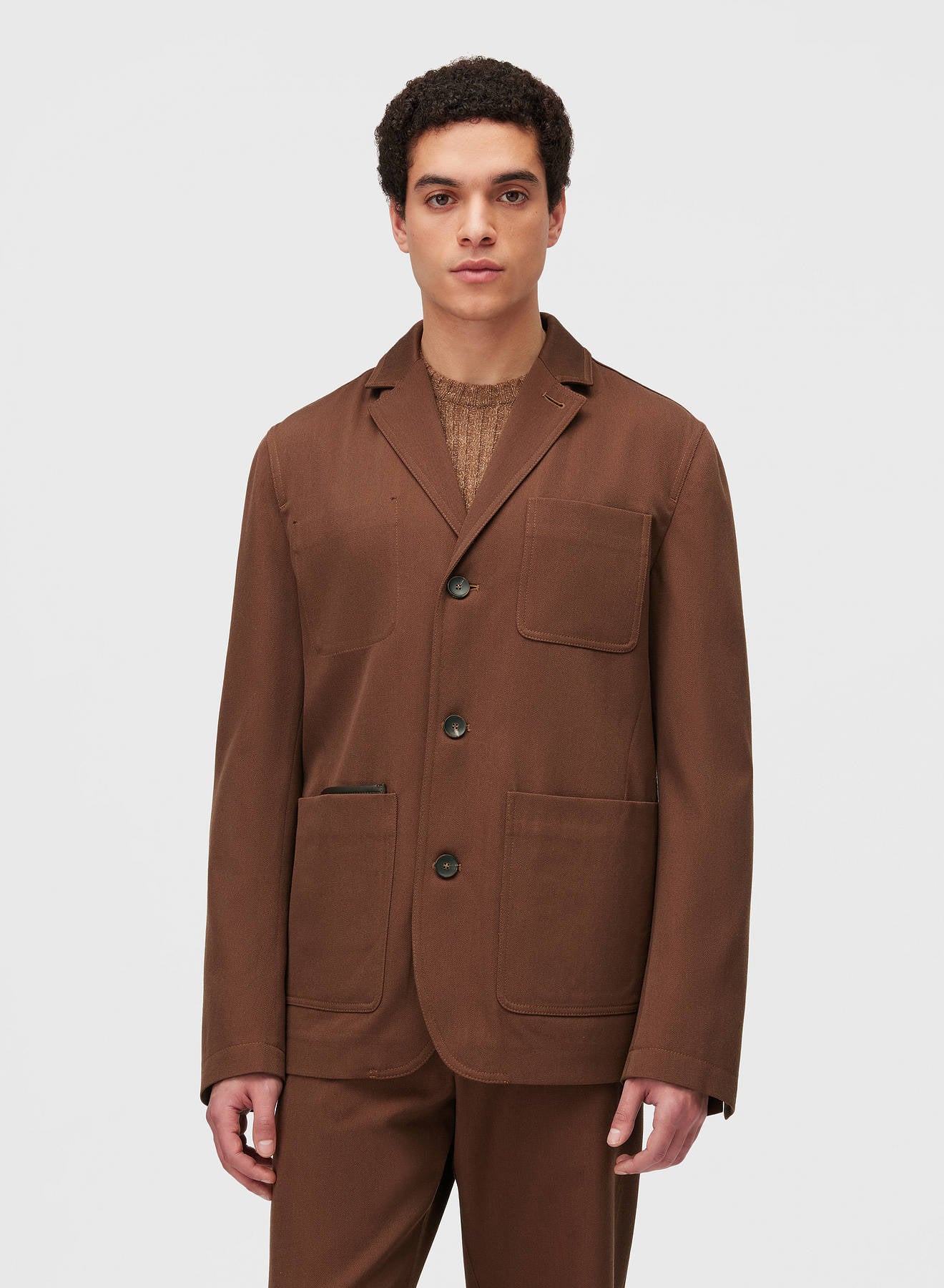 Retori Denim Single Breasted Blazer Clay - Ready To Wear - Luxury Coats & Jackets for Men - Front