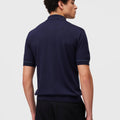 Retori Cuff Micro Check Detail Short Sleeve Polo Navy And Avio - Knitwear - Luxury Unisex Polos - Back Man