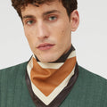 Retori Color Block Bandana Scarf Chocolate And Camel - Accessories - Luxury Scarves & Shawls for Men - Front