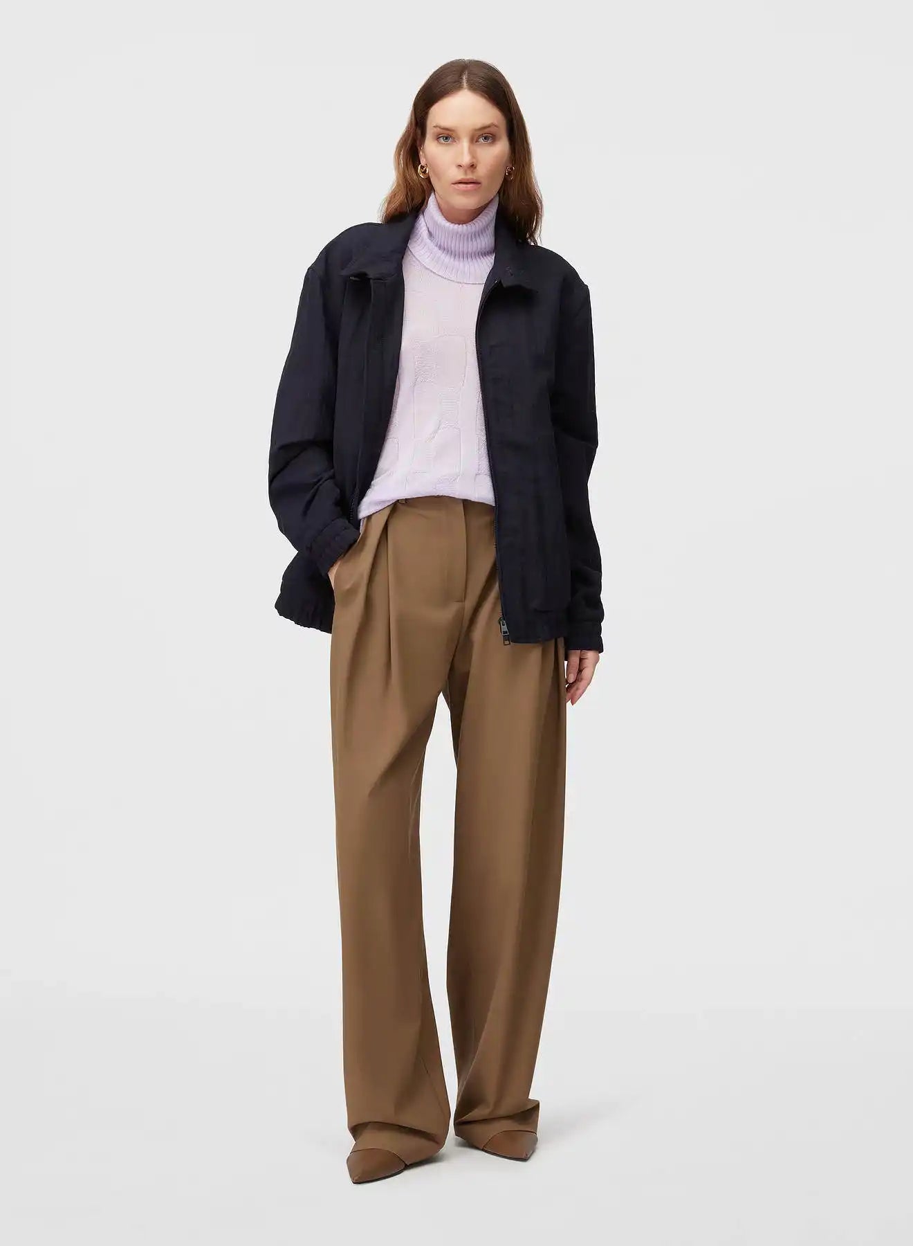 Retori Packable Bomber Dark Blue - Ready To Wear - Luxury Bomber Jackets for Men and Women - Full Model Woman