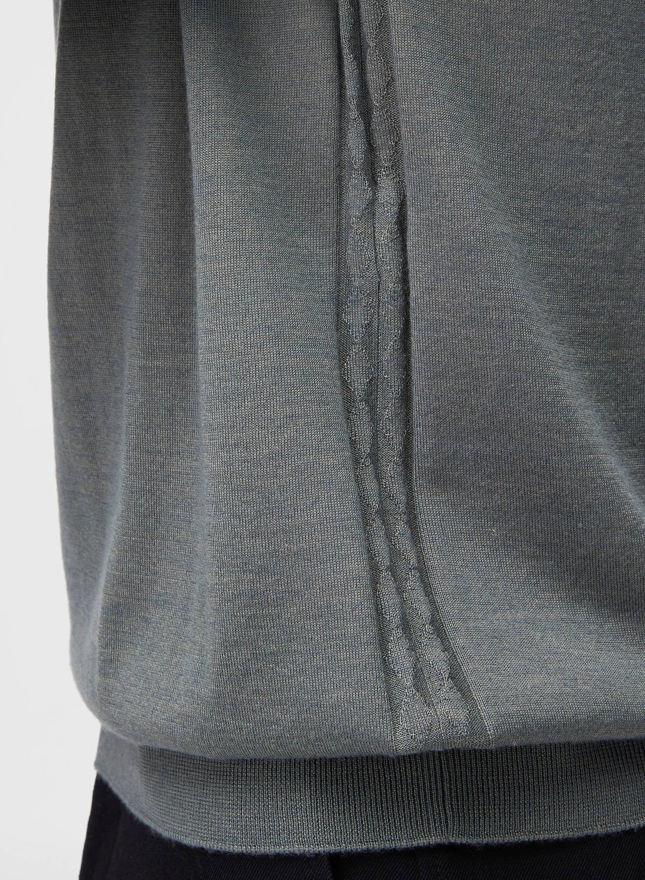 Retori Side Argyle Detail Long Sleeve Polo Sage - Knitwear - Luxury Polos for Men - Detail