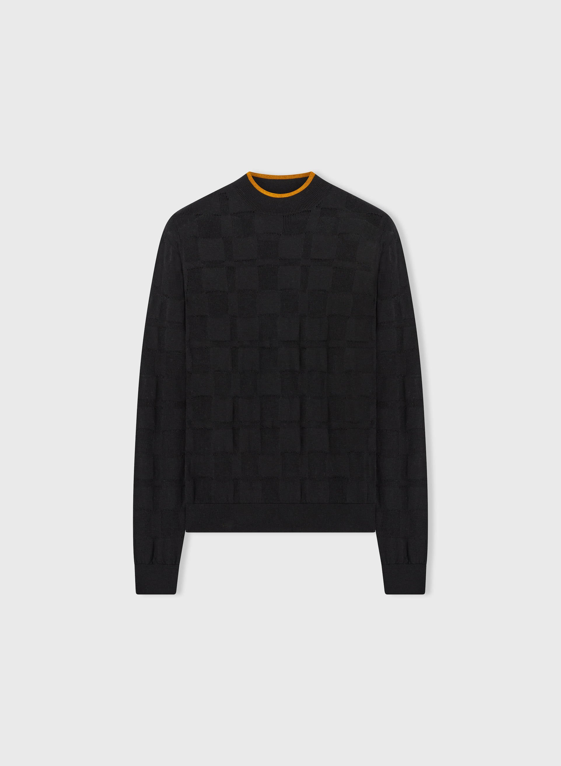 Retori Jacquard Damier Rollneck Black And Camel - Ready To Wear - Luxury Sweaters for Women
