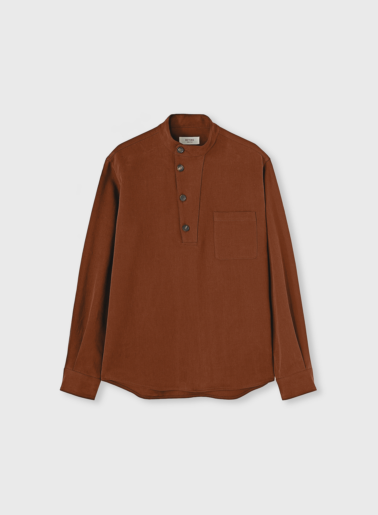POLO NECK SHIRT WITH EMBROIDERY CLAY