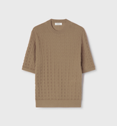 Retori Micro Argyle T-Shirt Sand - Knitwear - Luxury T-Shirts for Men