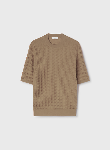 Retori Micro Argyle T-Shirt Sand - Knitwear - Luxury T-Shirts for Men