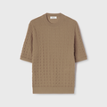Retori Micro Argyle T-Shirt Sand - Knitwear - Luxury T-Shirts for Men
